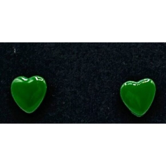 Green Heart Shaped Stud Earrings Women Girls Posts Lightweight Fashion Jewelry - Picture 4 of 5